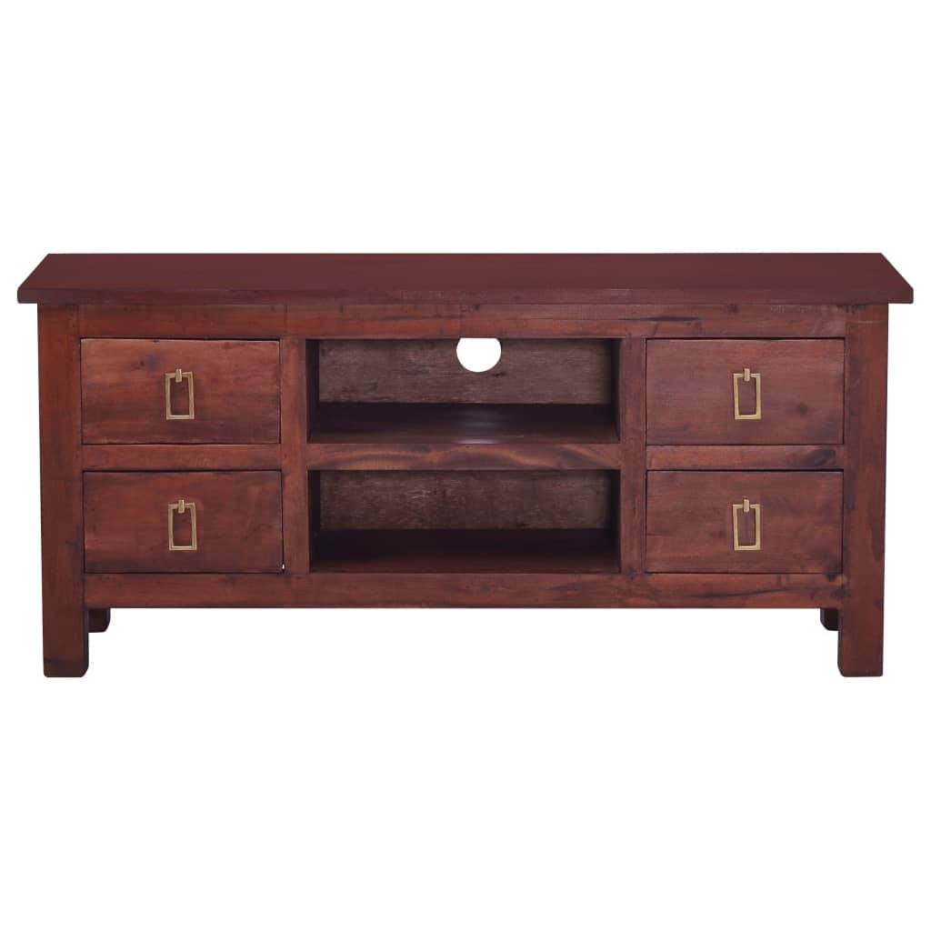 vidaXL Solid Mahogany Wood TV Cabinet Classical Brown TV Stand Unit Lowboard