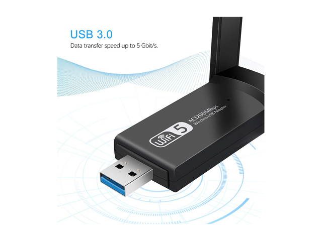 Wifi Dongle, Wireless USB Wifi Adapter 1200Mbps Dual Band 2.4G/5G USB 3.0 Wifi Stick Mini Wireless Network Card for PC Desktop Laptop, Support Windows 10/8/7/Vista/XP/2000, Linux, Mac Os X 10