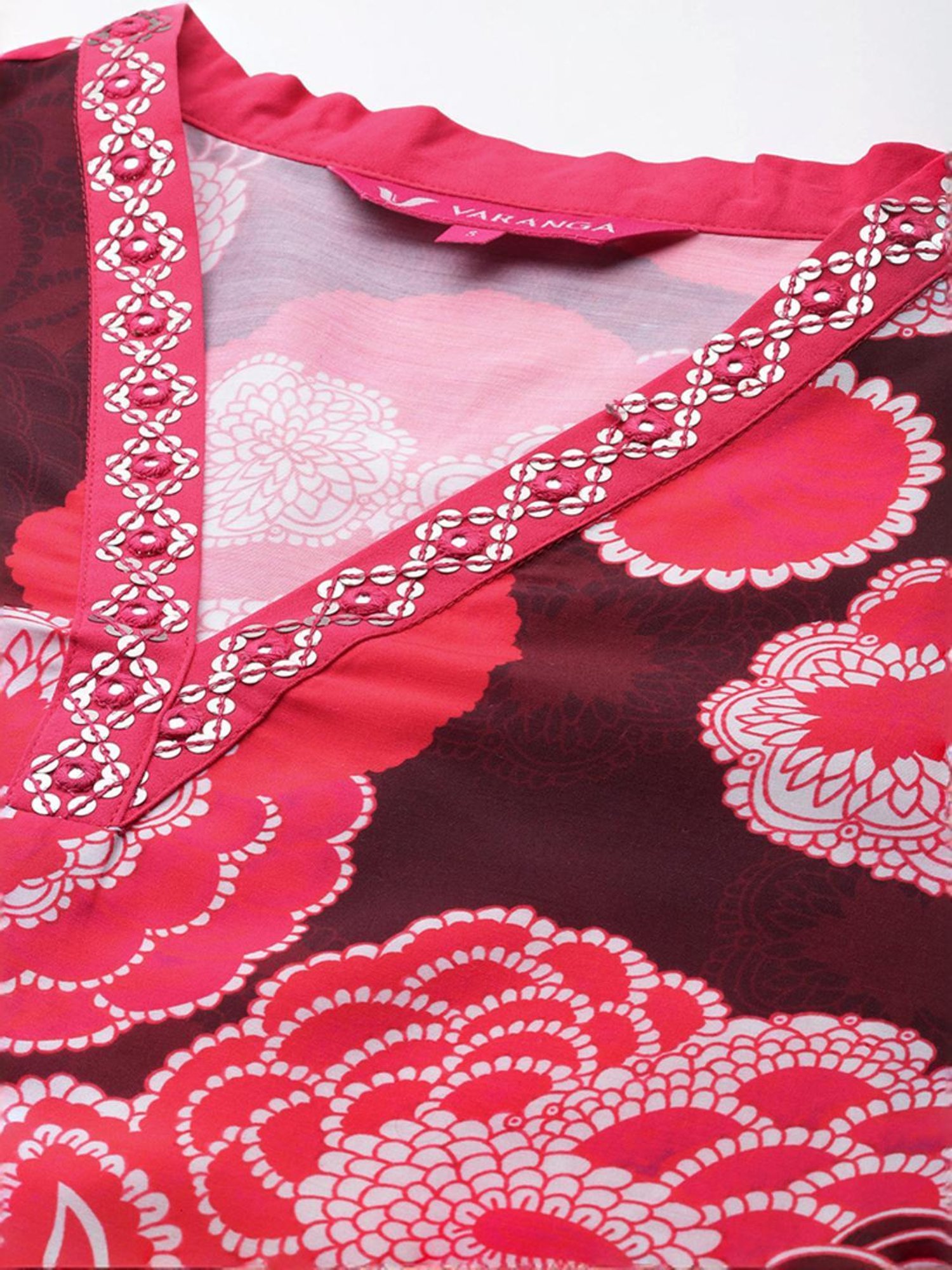 Varanga Maroon Cotton Printed Straight Kurta