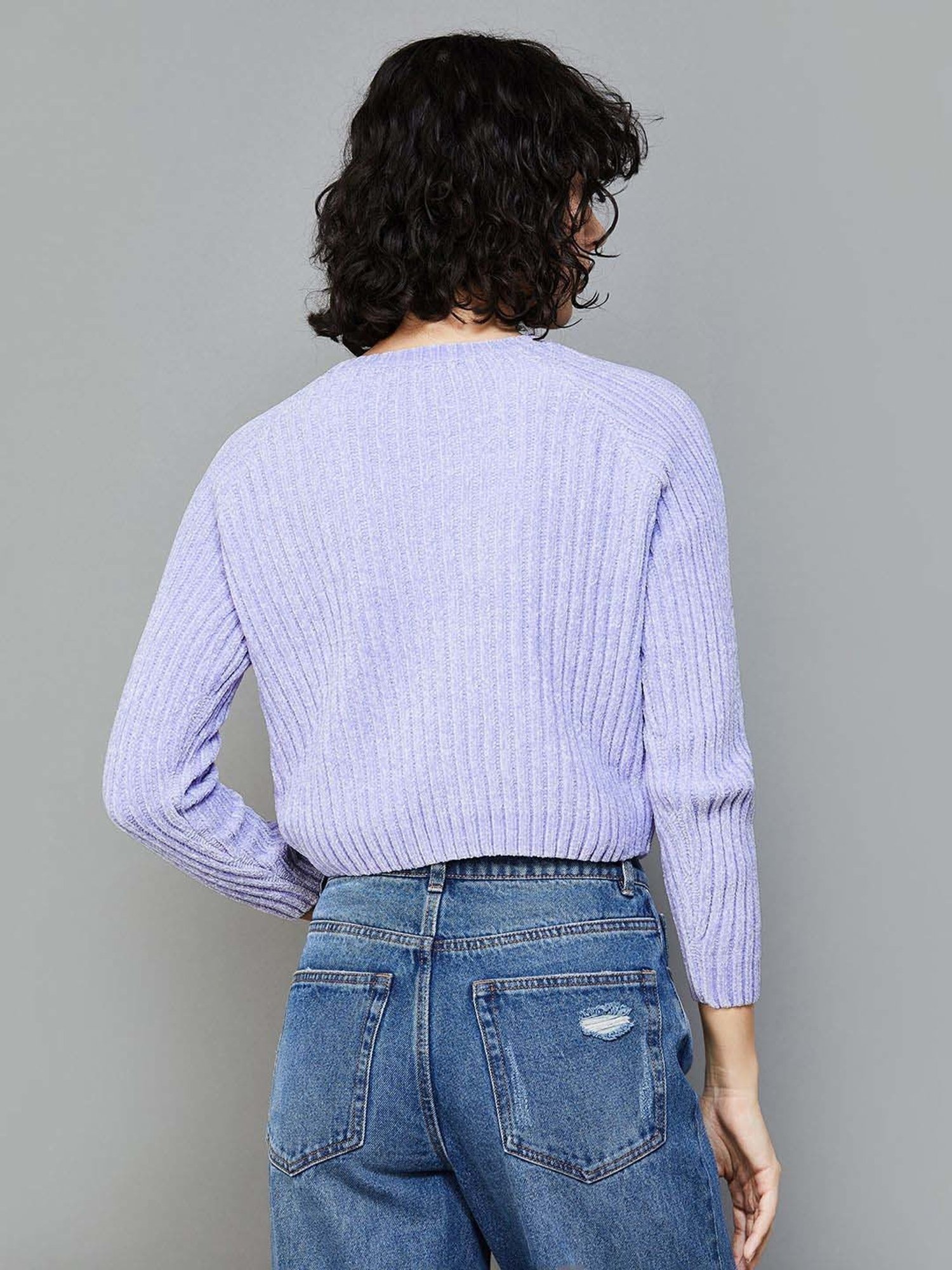 Ginger by Lifestyle Purple Striped Sweater