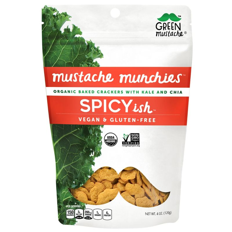 Green Mustache Munchies Organic Baked Vegan & Gluten Free Spicy-ish - Crackers - 4oz Bag