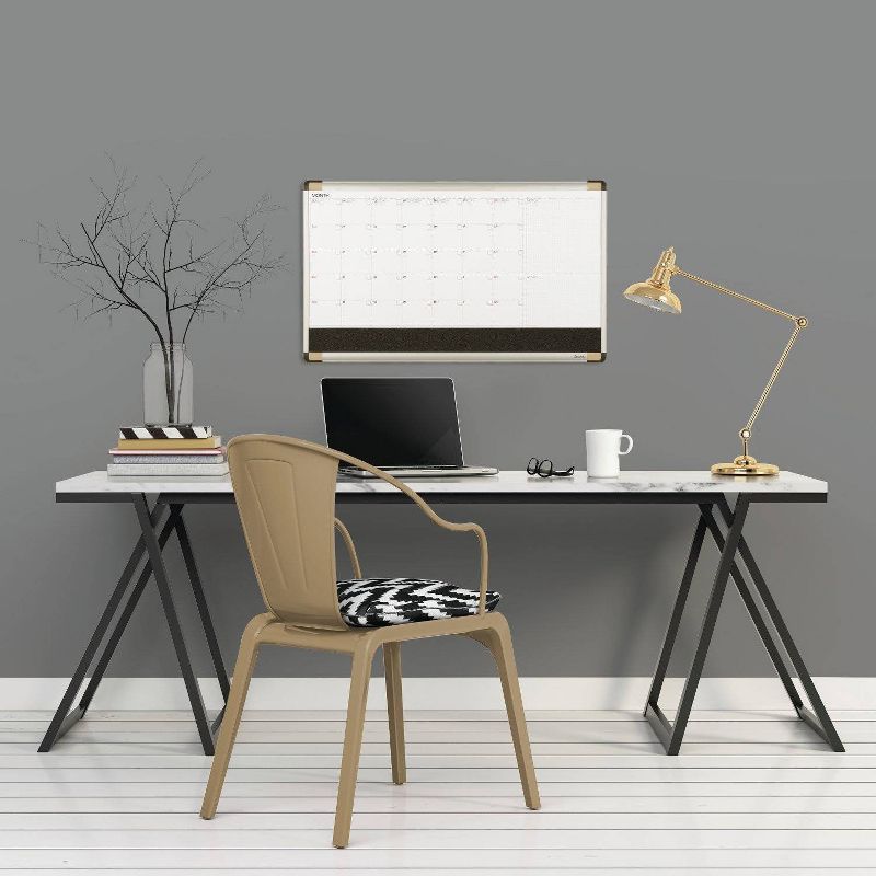 U Brands 40"x30" Linen Bulletin Board White Decor Frame