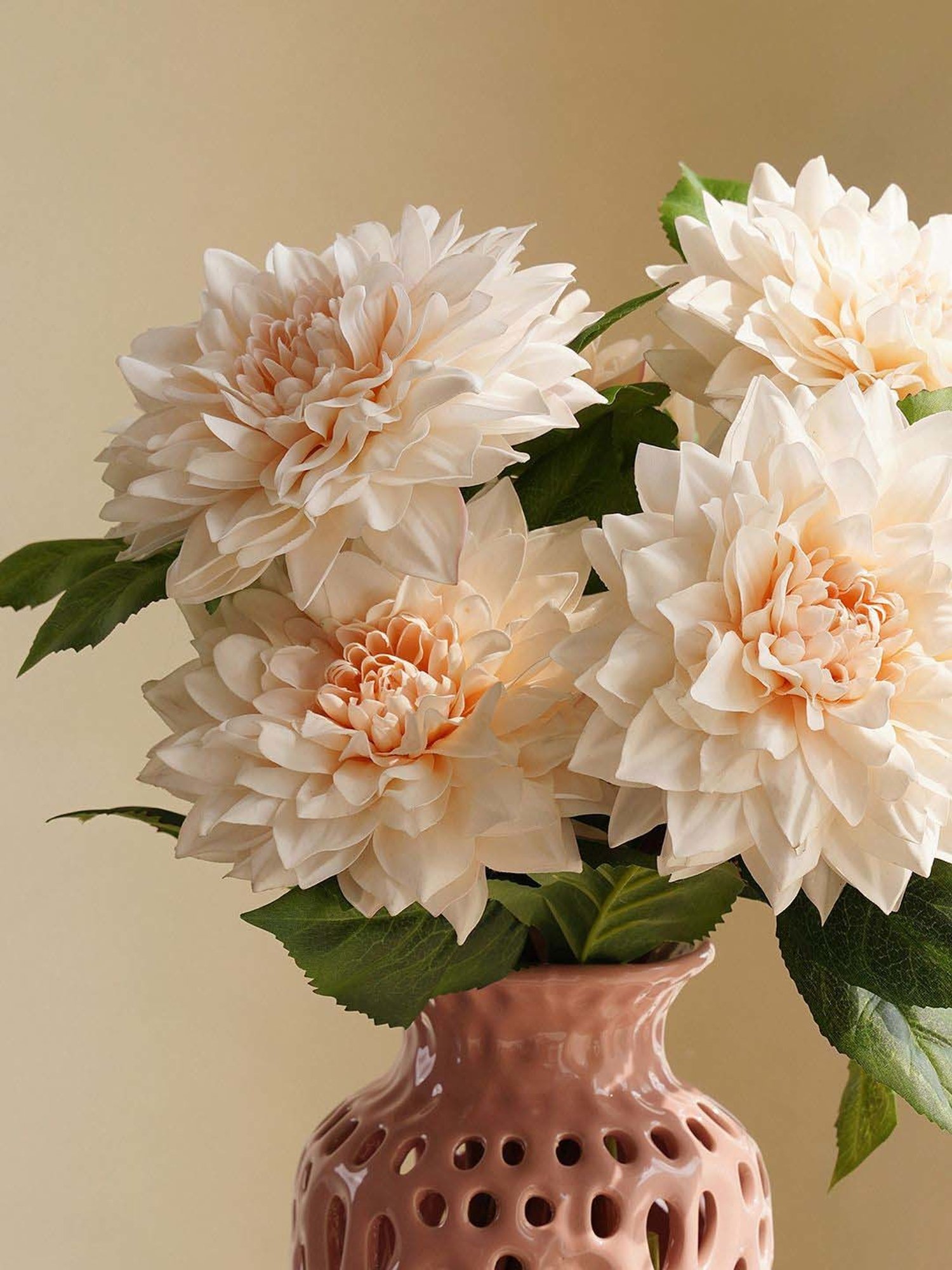 Pure Home and Living White Plastic Artificial Dahlia Flower Stem