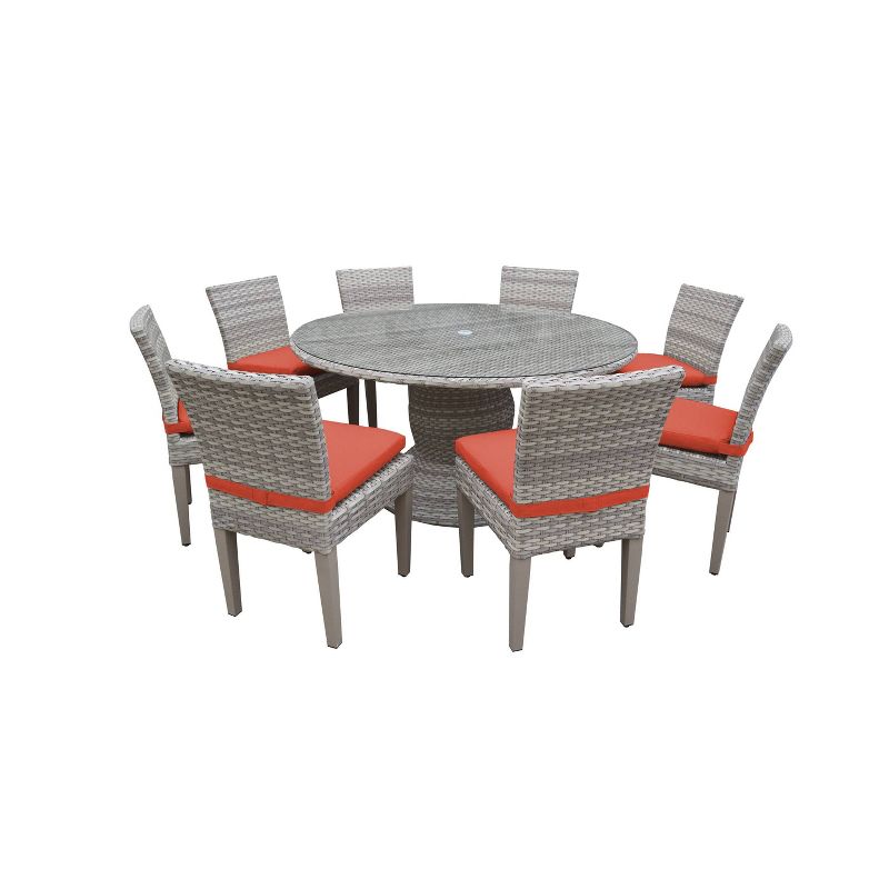 Fairmont 9pc Patio Dining Set - Tangerine - TK Classics
