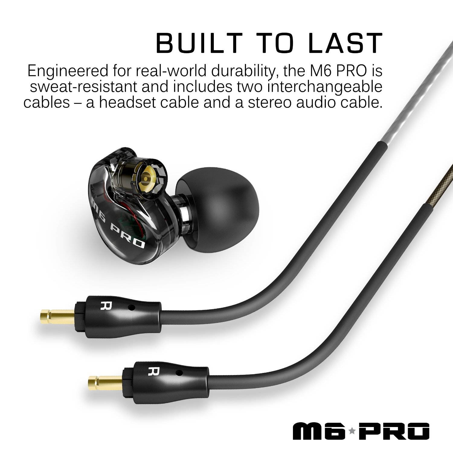 MEE audio M6 Pro Universal-Fit Noise-Isolating Musician's In-Ear Monitors with Detachable Cables (Smoke)