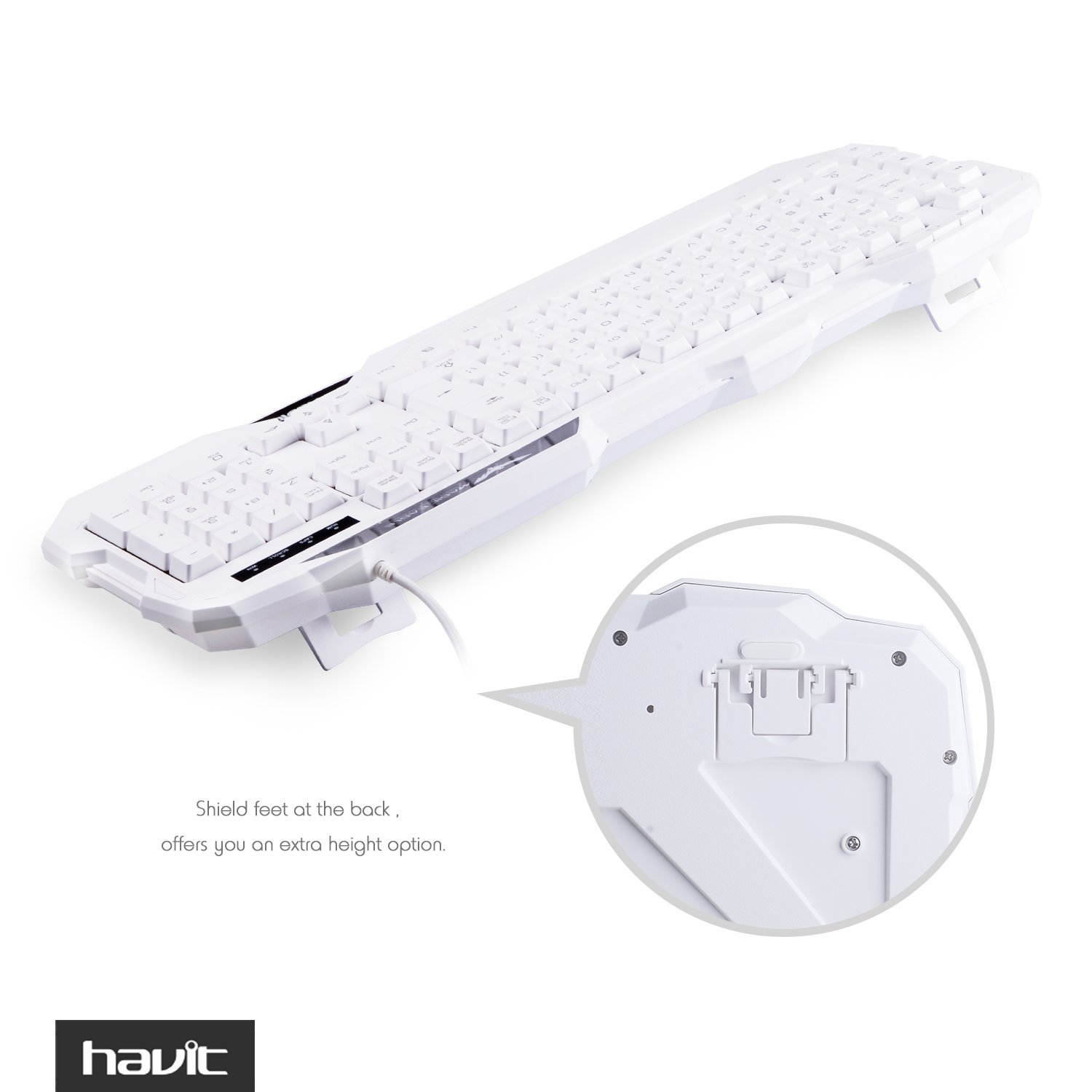 Gaming Keyboard and Mouse Combo, Led Rainbow Backlit Wired Gaming Keyboard and Gaming Mouse,Up to 3200 DPI,19 Anti-ghosting key ,5 multimedia keys - White