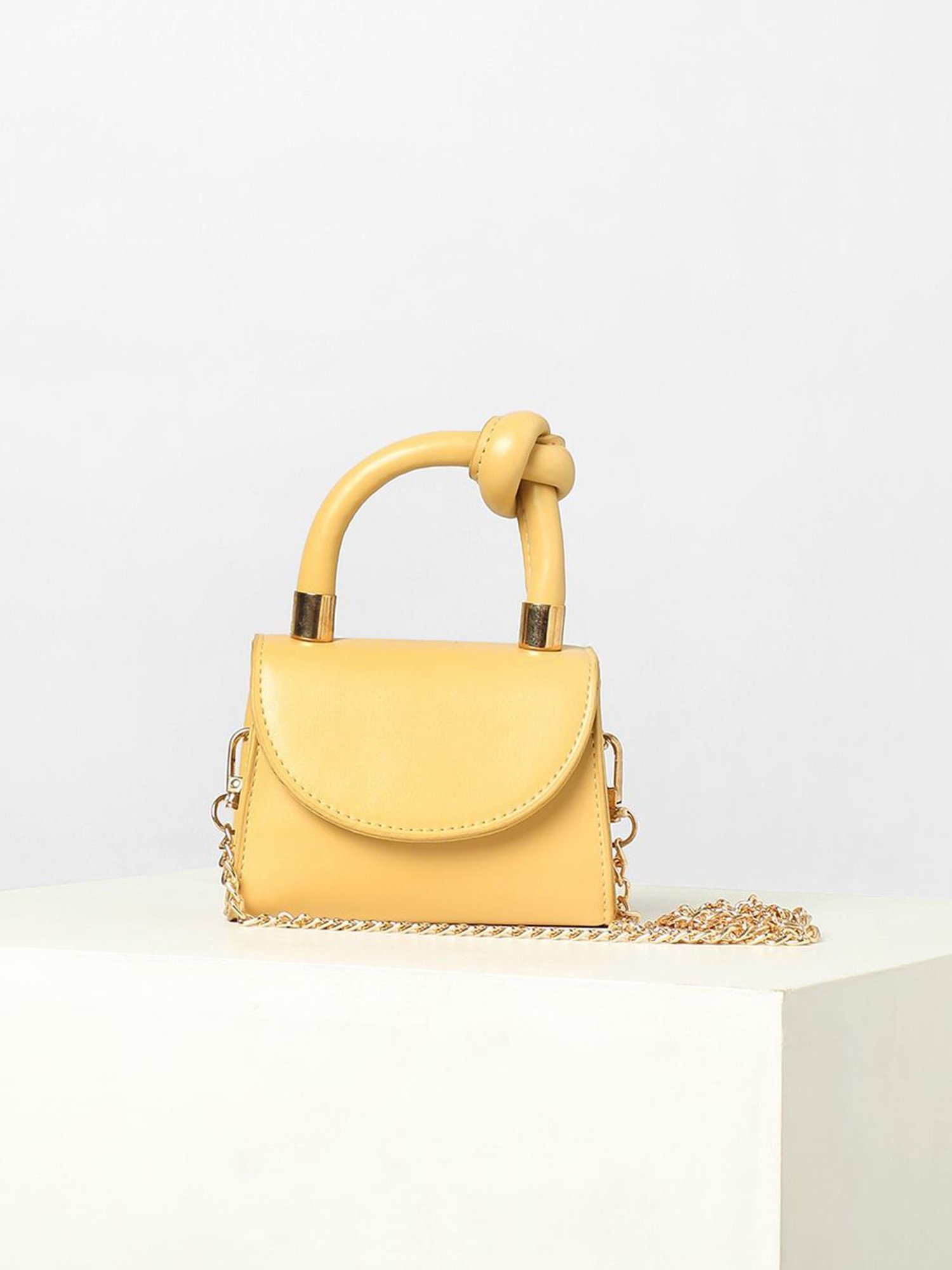 HauteSauce Yellow Solid Small Handbag
