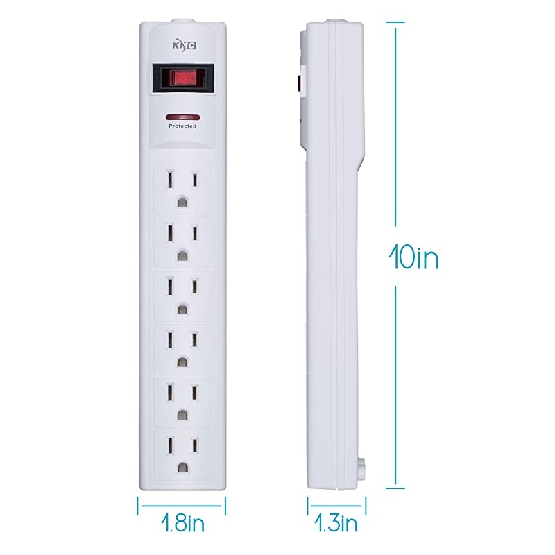 6-Outlet Surge Protector Power Strip with 15-Foot Cord, 1200 Joule, Overload Protection