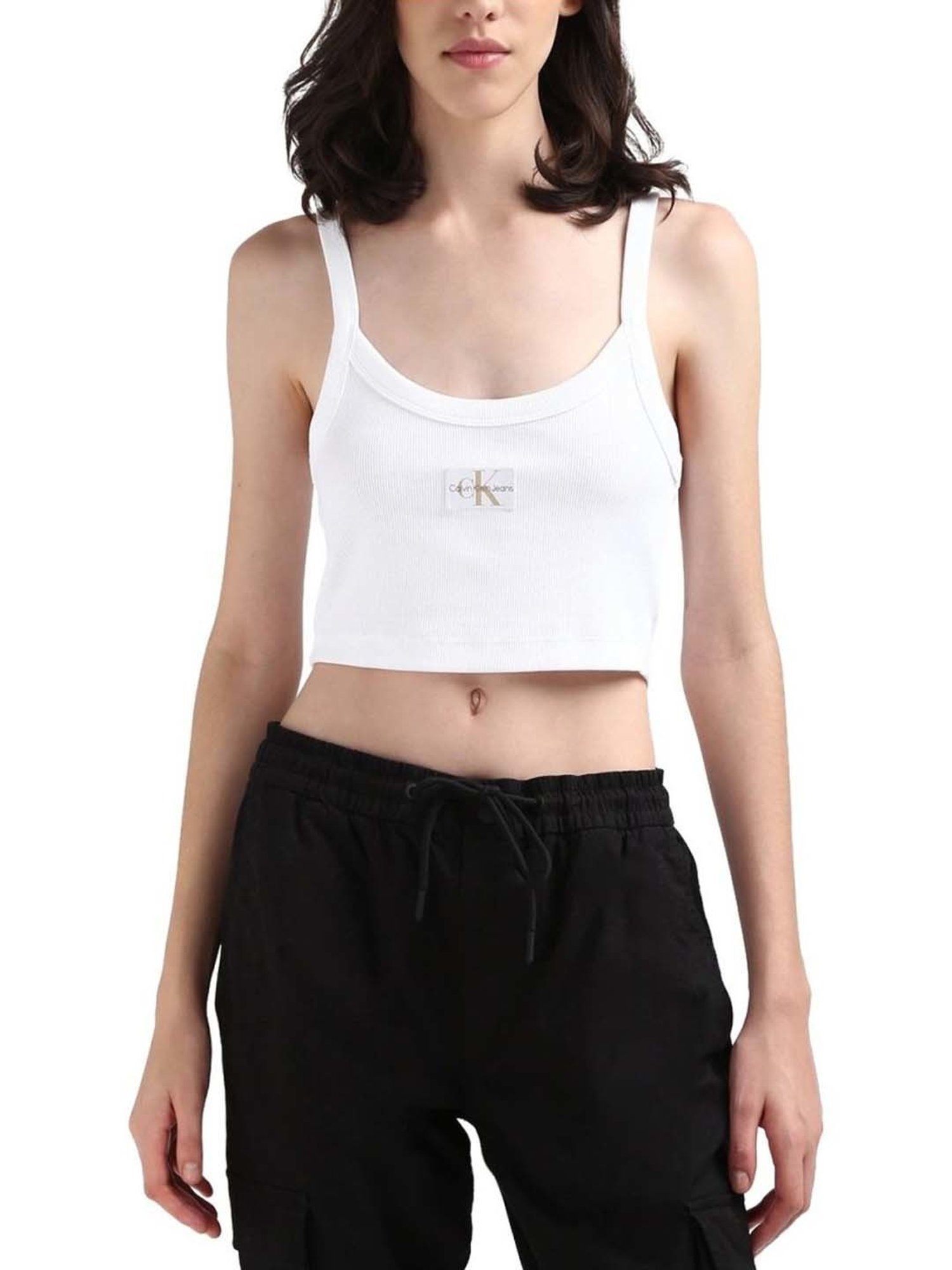 CALVIN KLEIN White Regular Fit Crop Top
