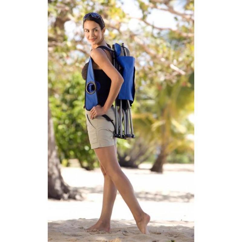 Kelsyus 80403 Mesh Folding Portable Backpack Beach Chair with Headrest and Strap, Blue and Gray (2 Pack)