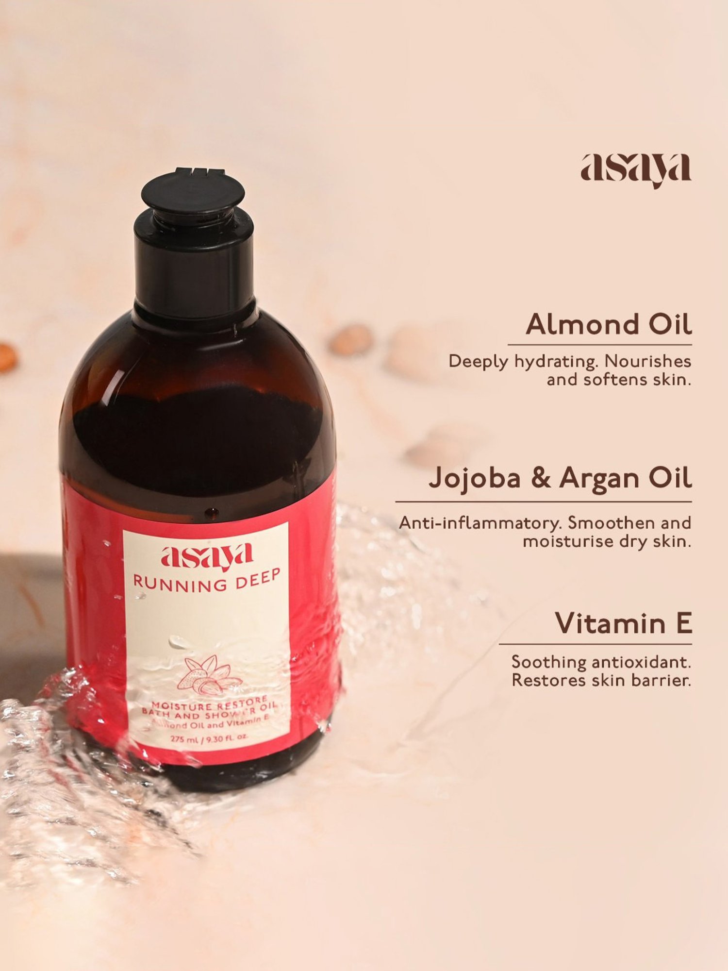 Asaya Bath and Shower Oil, Intense Moisture Gel & Lush Hand Cream Trio