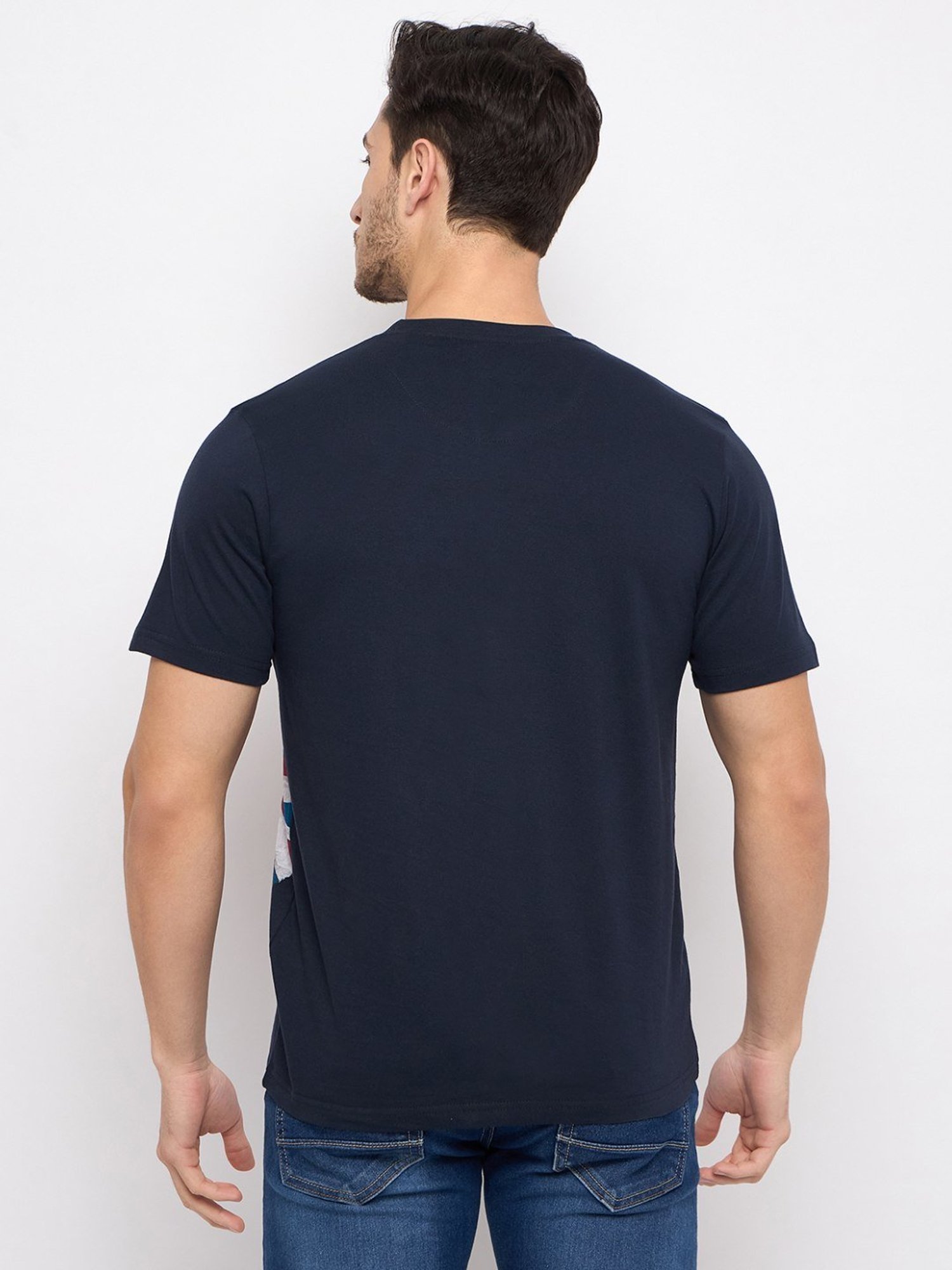 Duke Navy Slim Fit Printed T-Shirt