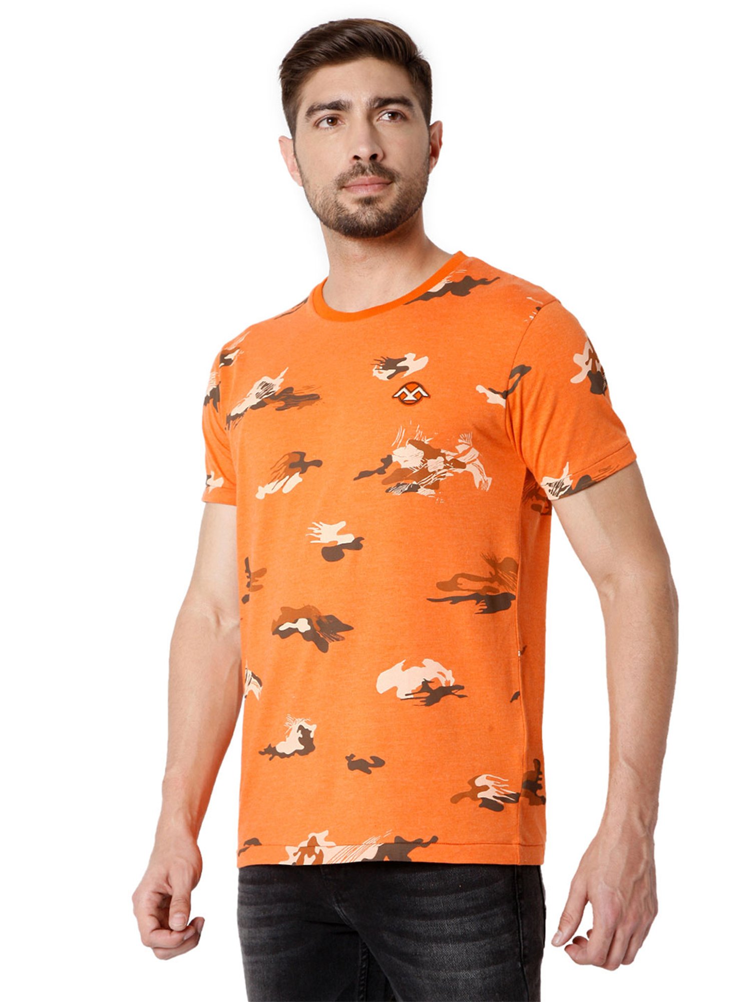 Mufti Orange Printed T-Shirt