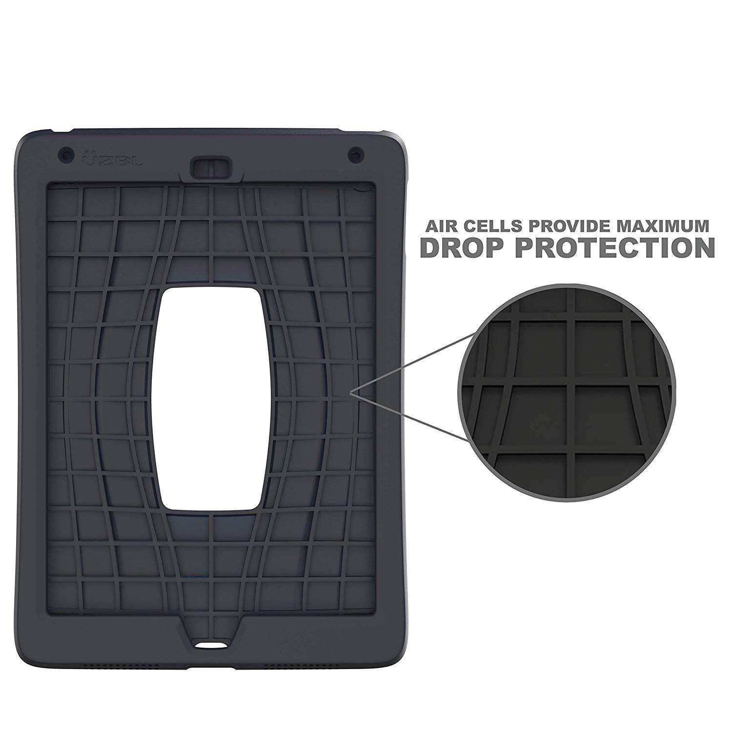 UZBL iPad 9.7 Case 2018/2017, AirWave Slim Lightweight Heavy Duty 1-Piece Silicone Case with Air Cell Drop Protection, for Apple iPad 5th / 6th Gen, Midnight Black