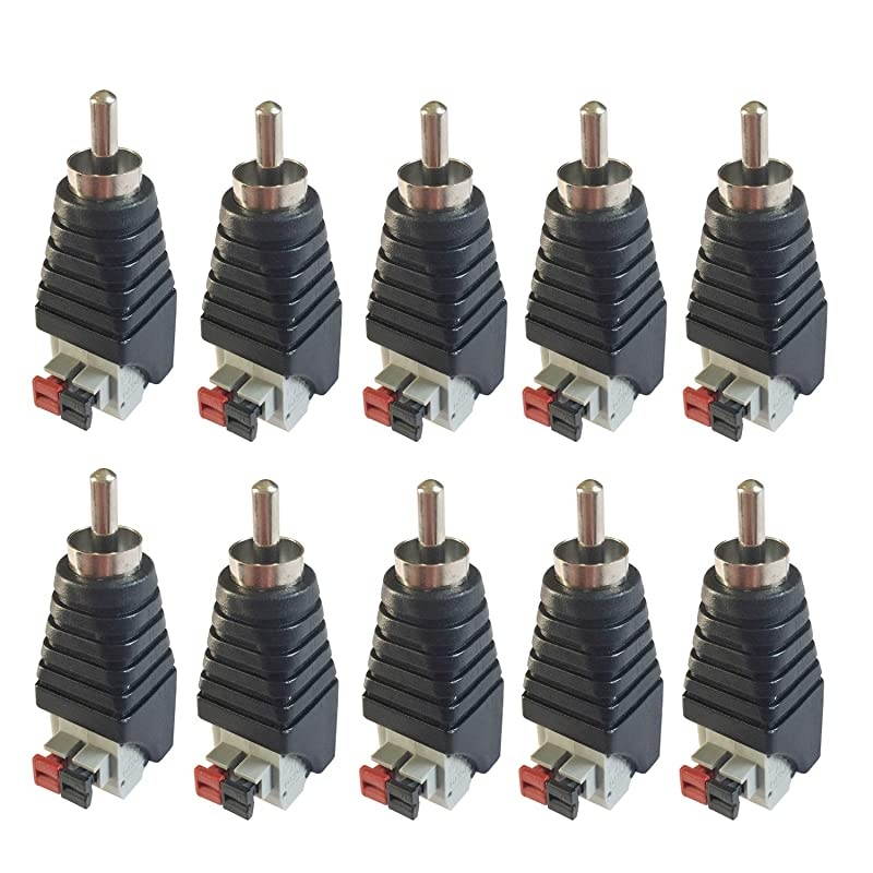 10 pcs Speaker Wire Cable to Audio Male RCA Connector Adapter Jack