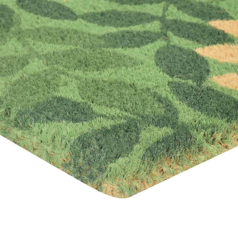 HomeTrax Coir Mat Doormat - Green Leaf (18" x 30")