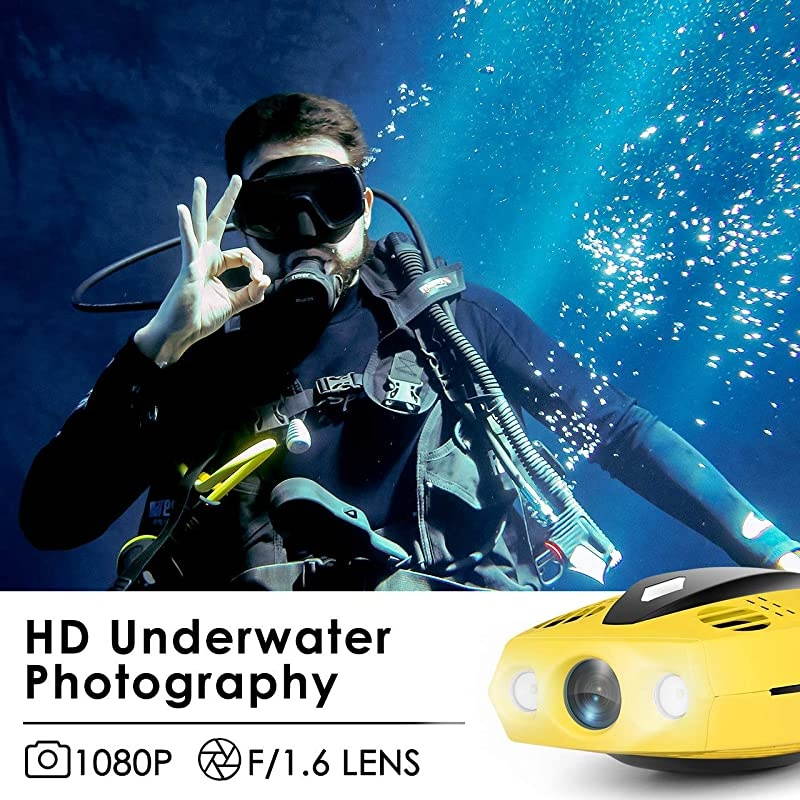 Dory Underwater Drone - Palm-Sized 1080p Full HD Underwater Drone with Camera for Real Time Viewing, APP Remote Control and Portable with Carrying Case, WiFi Buoy and 49 ft Tether, ROV