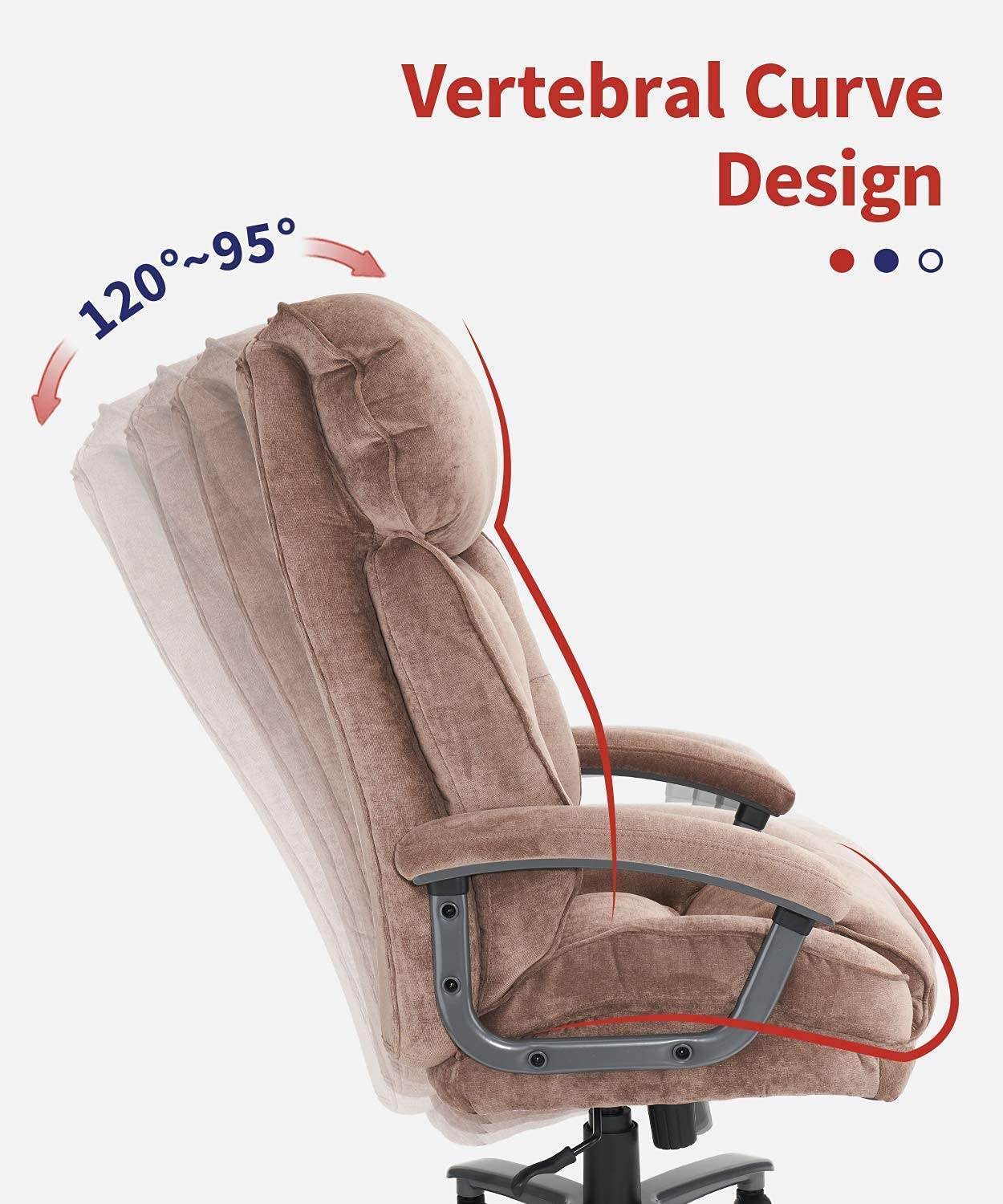 COLAMY Ergonomic Big and Tall Executive Office Chair with Upholstered Swivel 400lbs High Capacity Adjustable Height Thick Padding Headrest and Armrest for Home Office Black