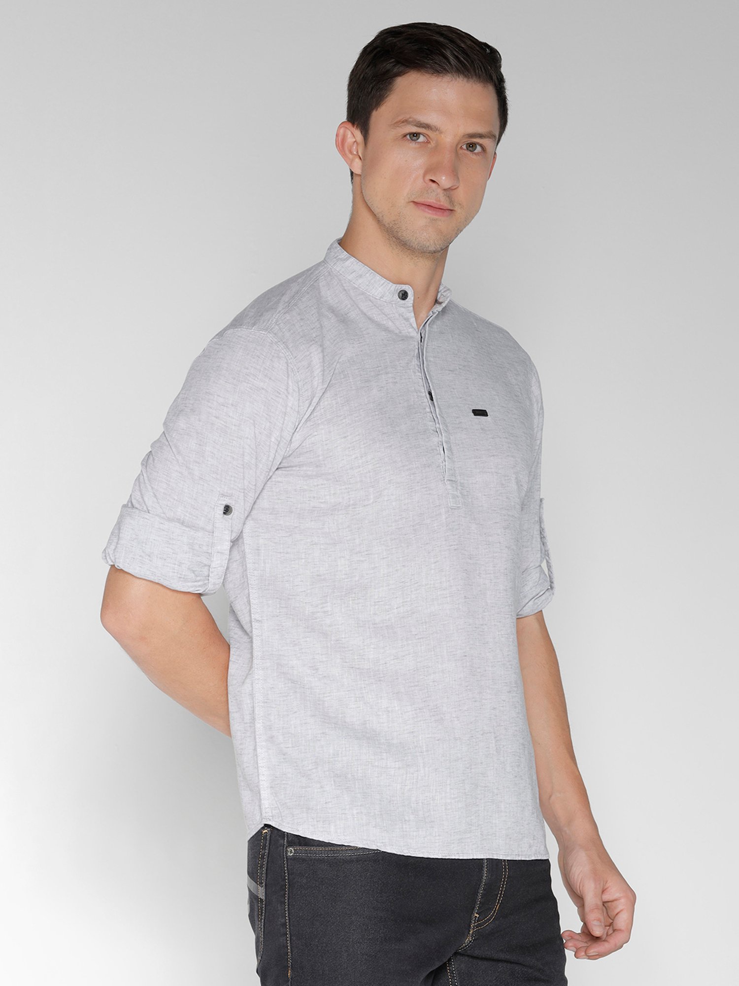 Identiti Light Grey Slim Fit Shirt