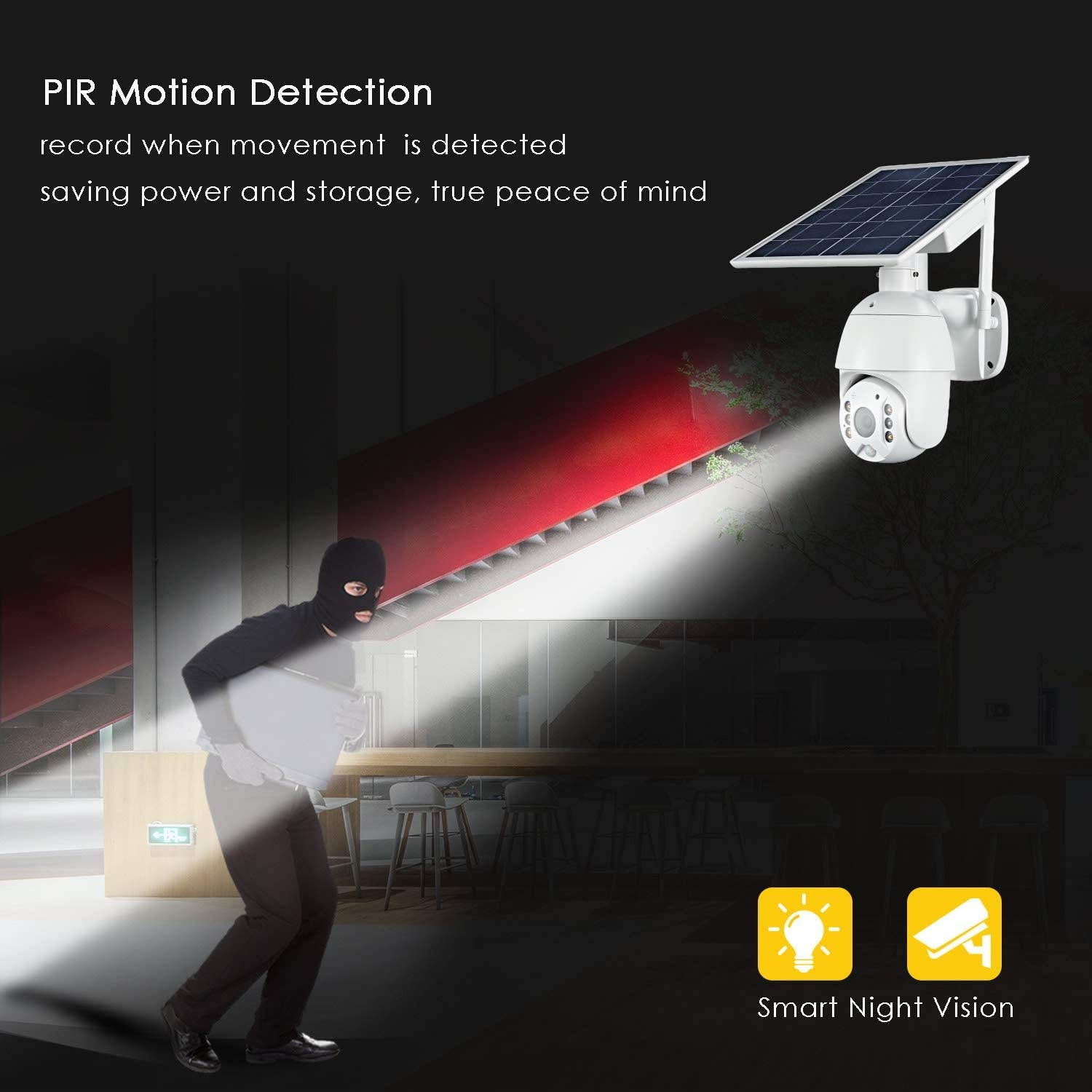 LOOSAFE SAF10 Outdoor Security Camera with Solar Power Wireless WiFi 6.5ft Extension Cable and Bracket