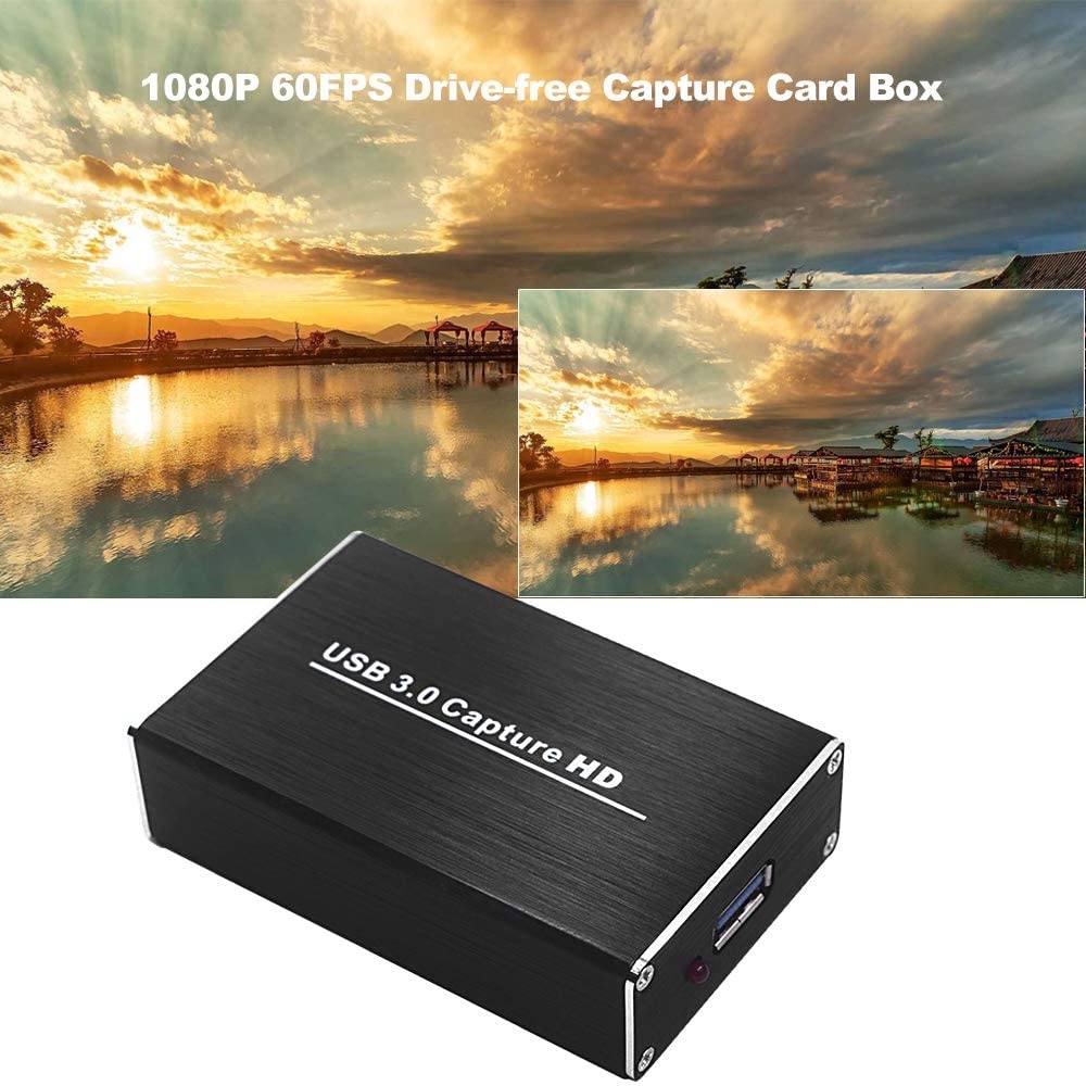 Docooler HD Video Capture Converter with USB3.0 Dongle 1080P 60FPS Drive-Free Capture Card Box for Windows Linux Os X Black