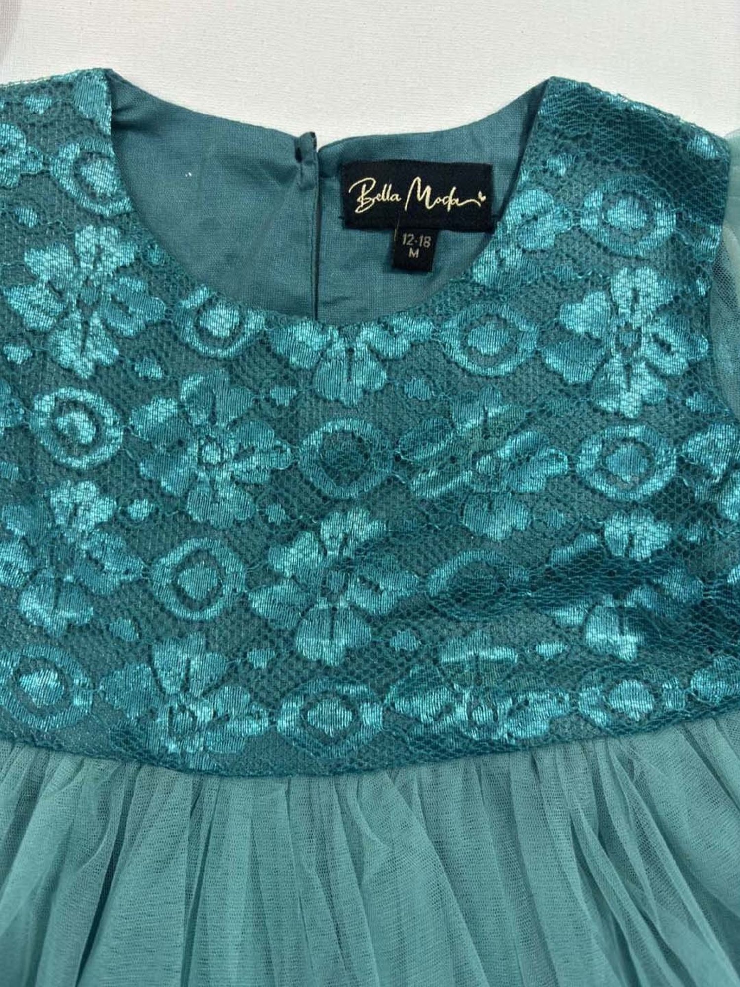 Bella Moda Kids Blue Embroidered Dress