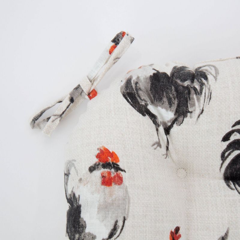 Set of 2 Rooster Linen Reversible Chair Pad - Pillow Perfect