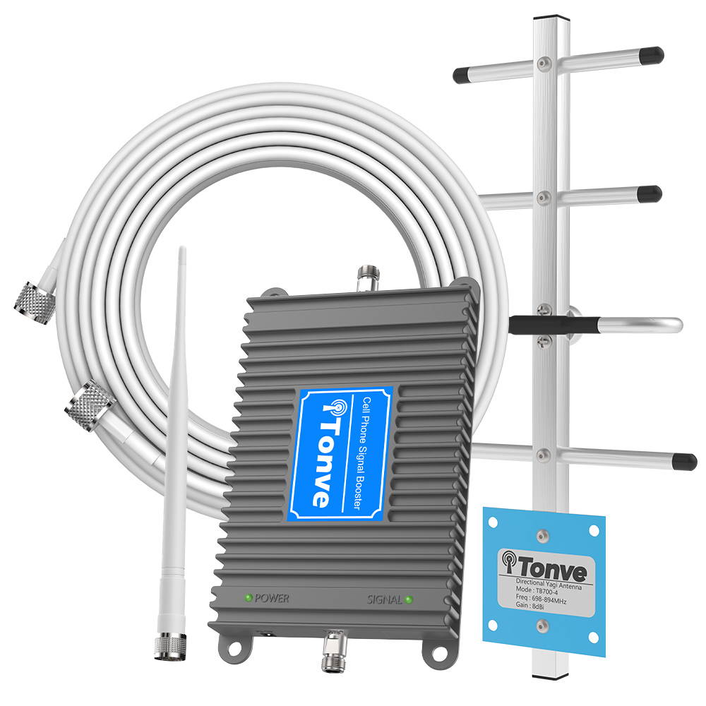 Cell Phone Signal Booster for AT&T T-Mobile 700MHz 4G LTE Band 12/17 Mobile Signal Repeater Amplifier Antenna Kits for Home and Office Improve 4G LTE Data Rates, Supports Volte