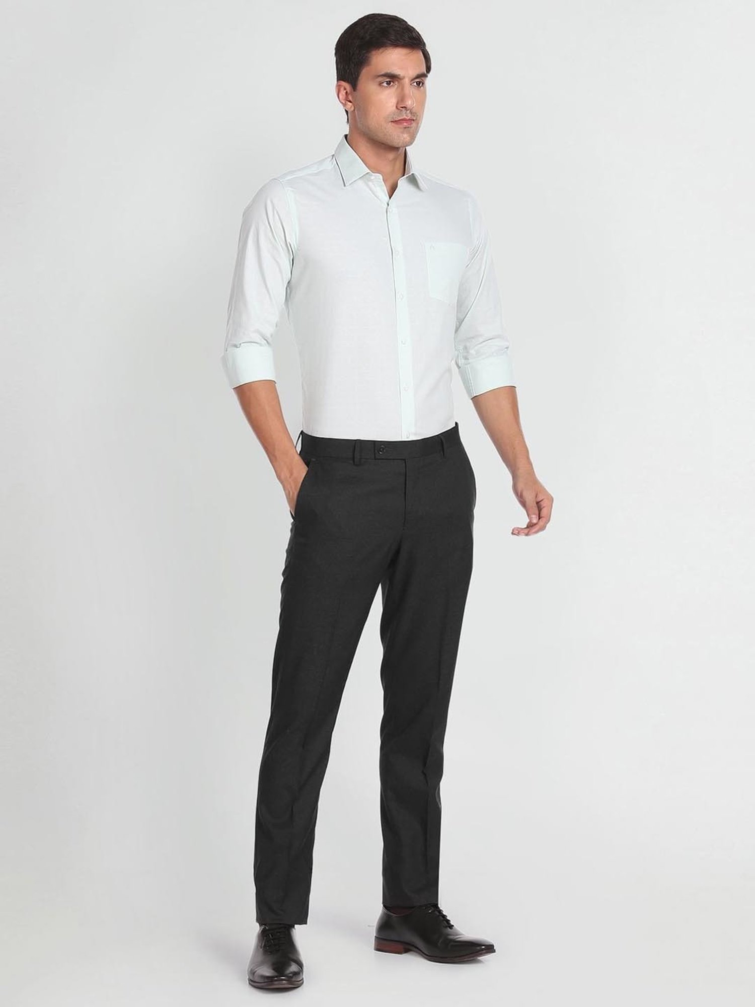 Arrow Grey Regular Fit Trousers