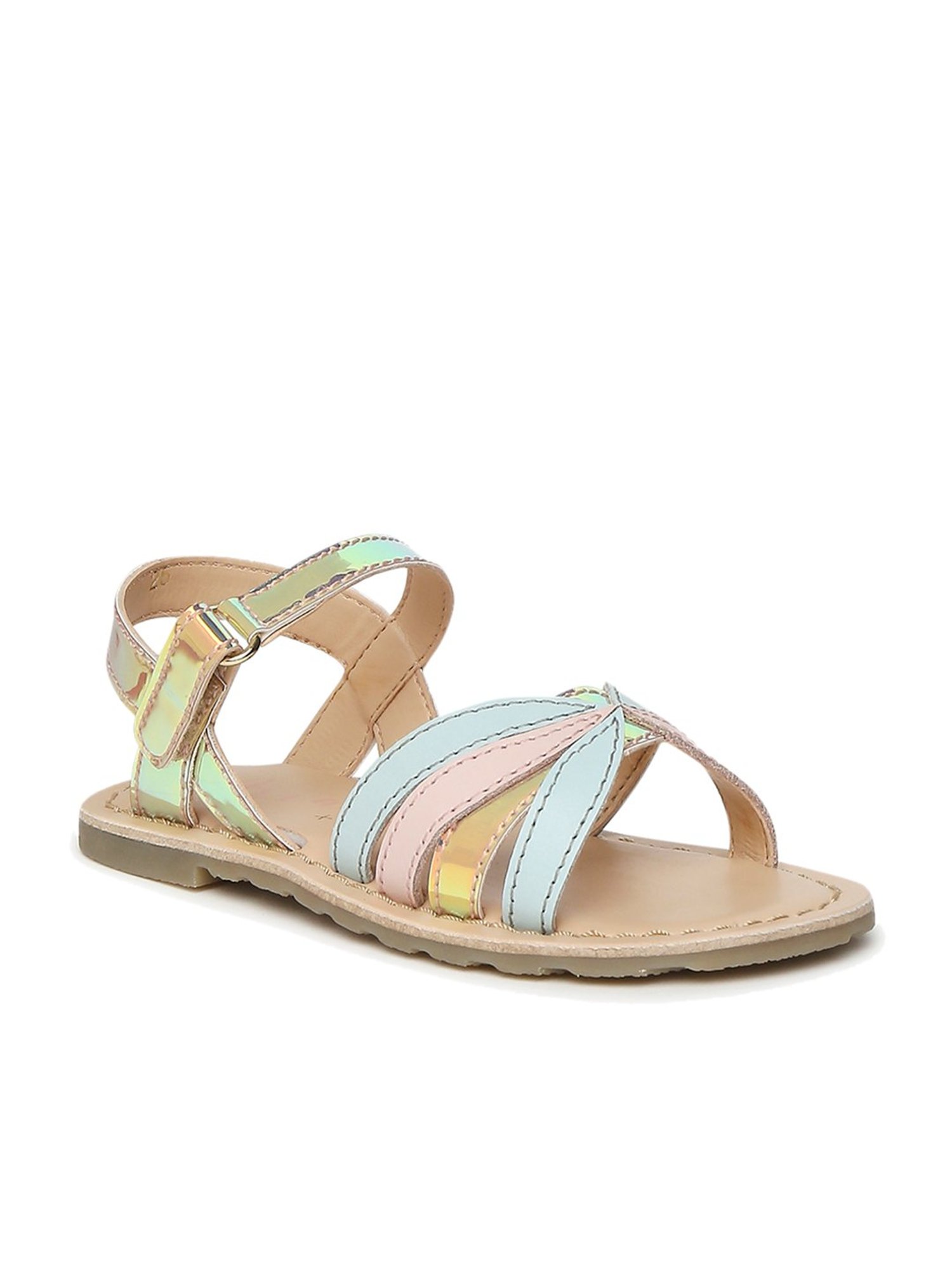 Aria Nica Kids Sky Blue & Pink Ankle Strap Sandals