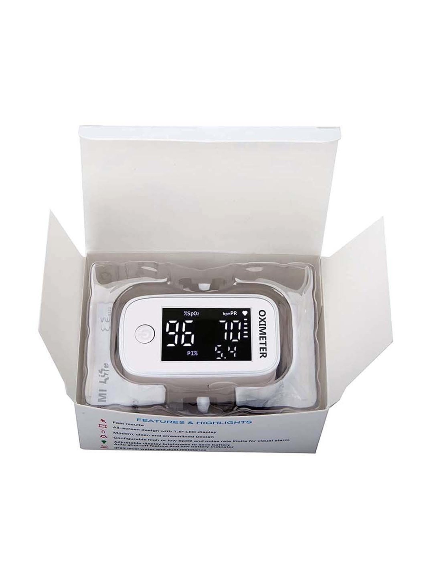 IZI Fingertip Pulse Oximeter with Oxygen Saturation SpO2, Pulse Rate and LED Display (White)