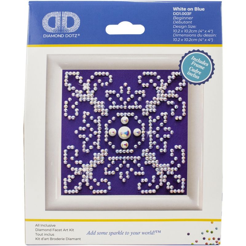 Diamond Dotz Diamond Embroidery Facet Art Kit 4"X4"-White On Blue W/Frame