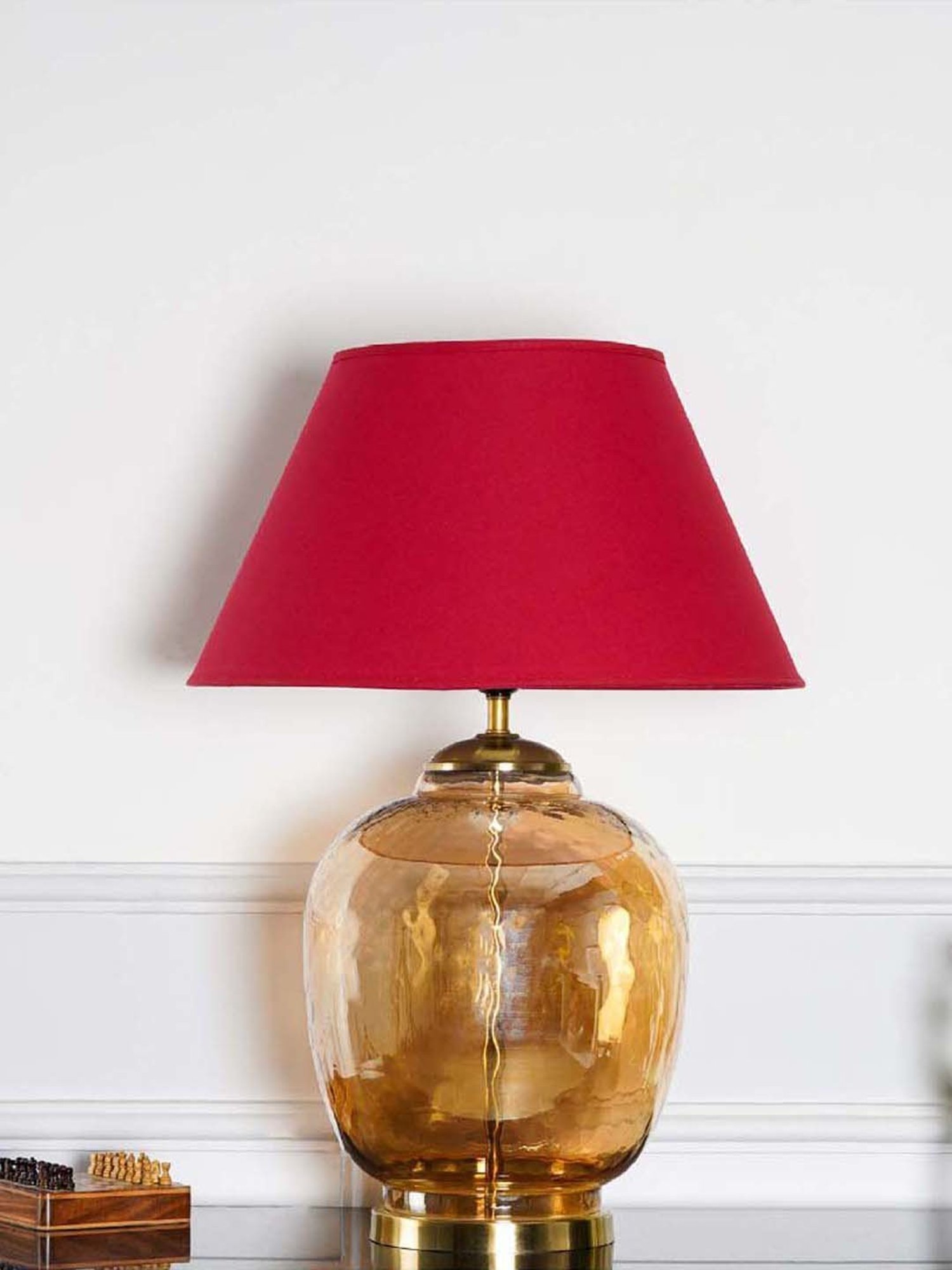 Kapoor Lamp Shades Shine Brass Metal Secret Large Tabel Lamp With Cotton Shade