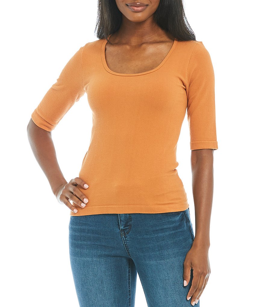 Gibson & Latimer Scoop Neck Seamless Rib Knit Tee