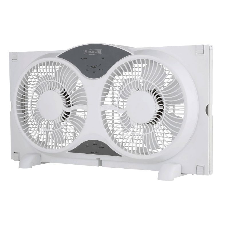 Climature 9" Twin Window Portable Fan With Remote Control White