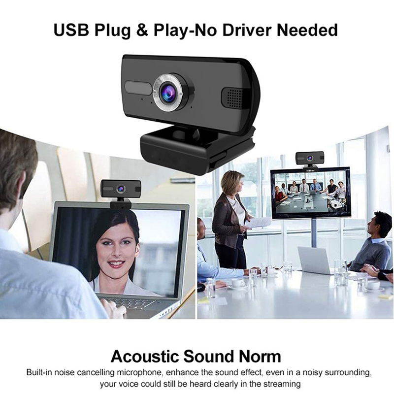 1080P Webcam Computer Camera, USB Plug and Play, Webcam with Microphone for PC MAC Laptop Desktop, Stream Web Camera for Skype,YouTube, Live Broadcast Video Conference (Black)