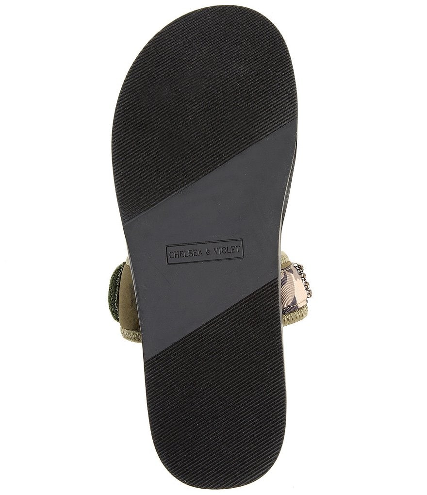 Chelsea & Violet Alici Camo Rhinestone Two-Banded Flatform Sandals