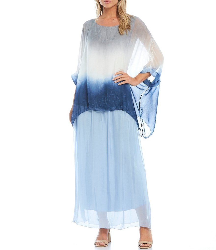 M Made In Italy Ombre Tie Dye Silk Blend Tunic