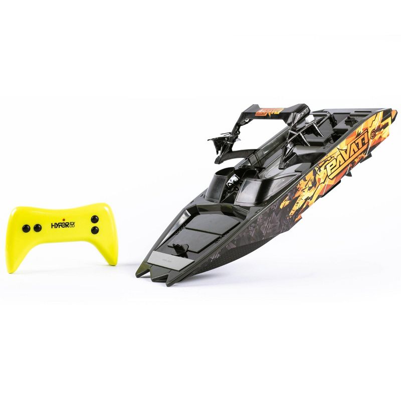 Hyper 1:18 Scale RC Pavati Wakeboard Boat - Black with Flame Graphics