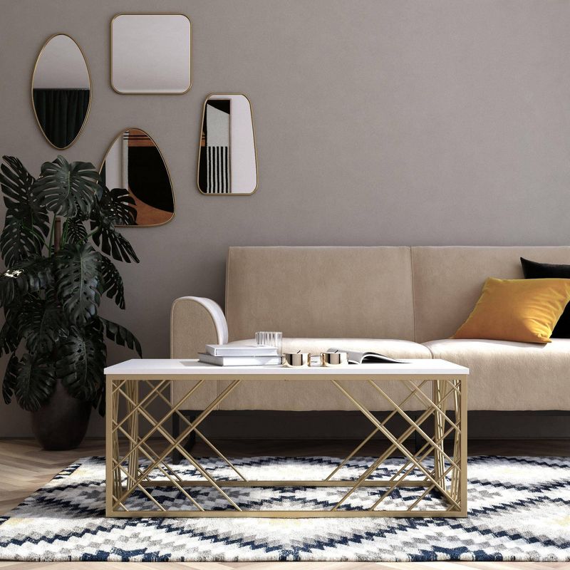 Bradshaw Modern Rectangular Coffee Table White/Gold - CosmoLiving by Cosmopolitan