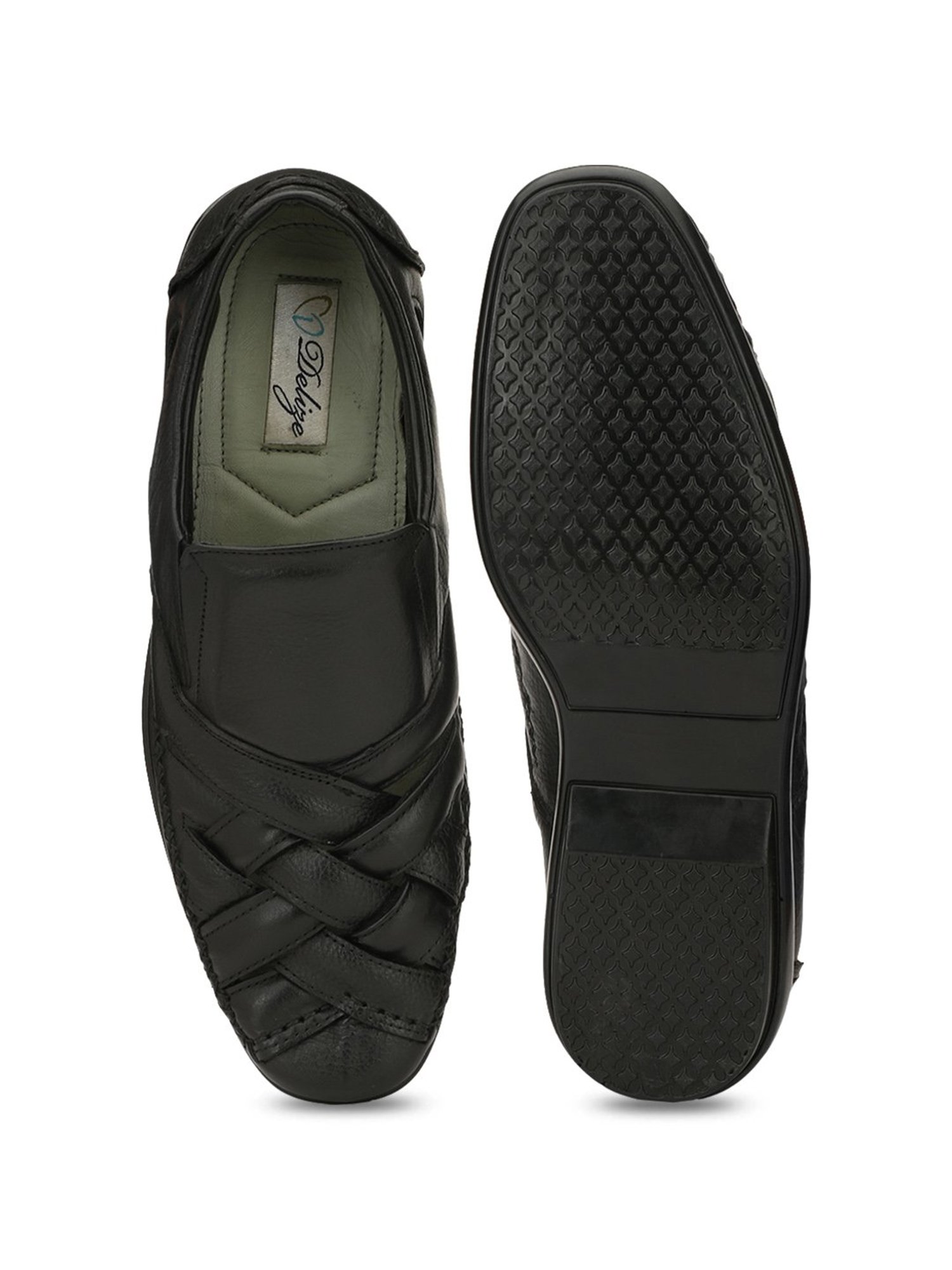 Delize Men's Black Cross Strap Sandals