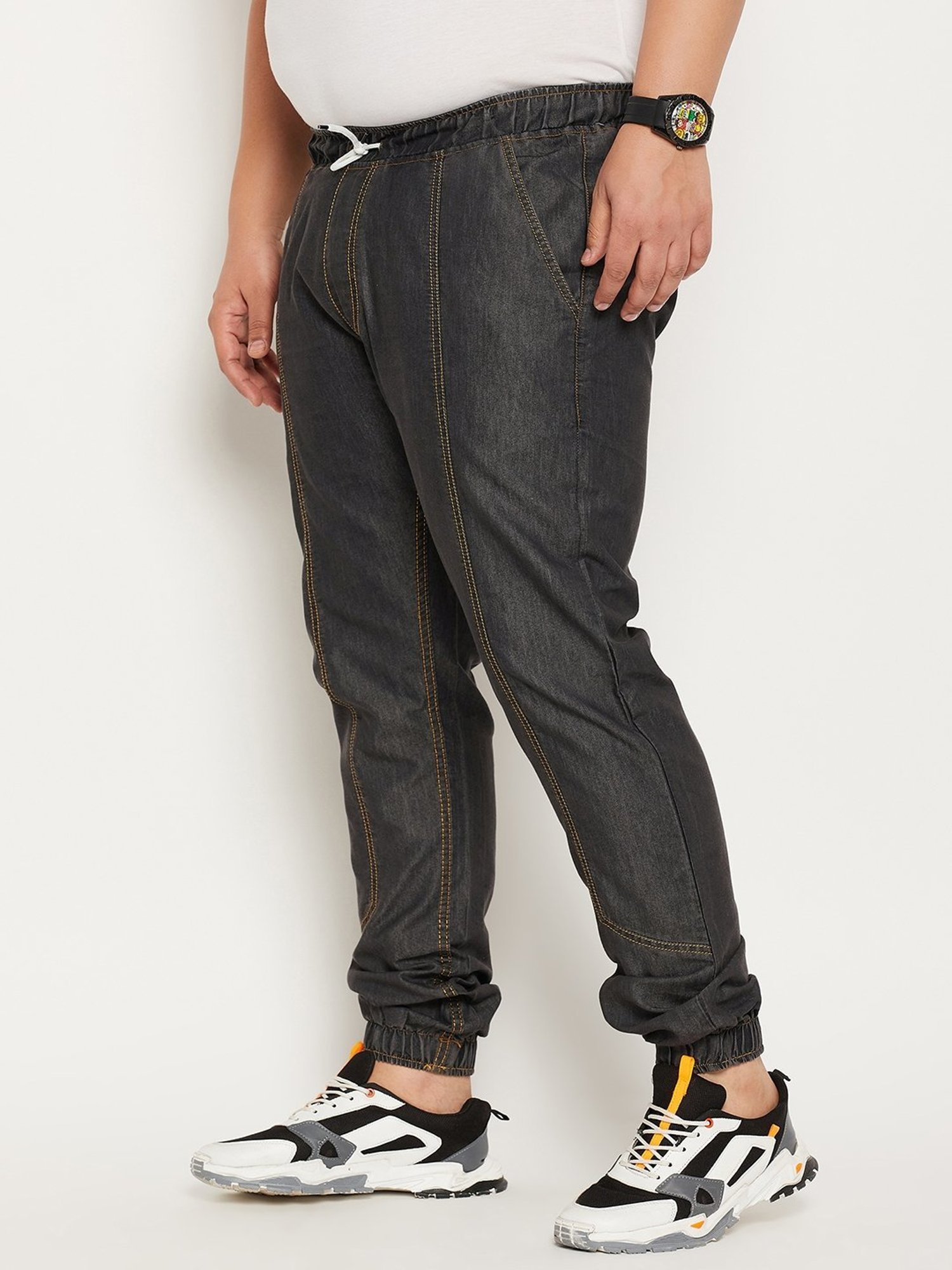 Bigbanana Shine Black Cotton Regular Fit Trousers