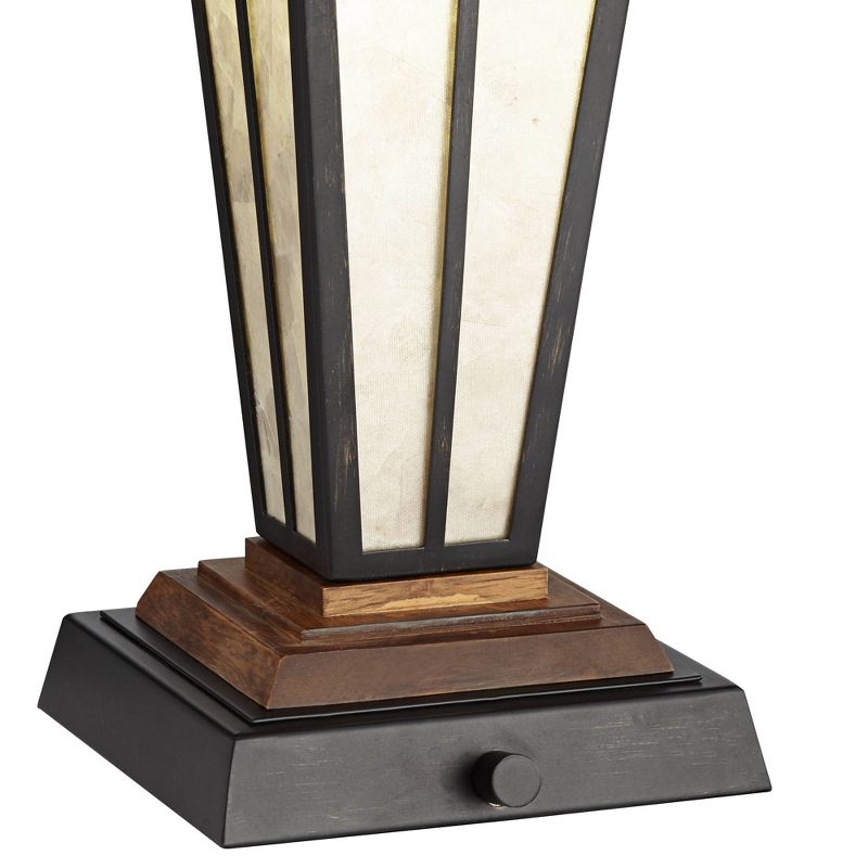 Franklin Iron Works Mission Rustic Table Lamp with Nightlight LED Bronze Tiffany Style Light Mica Living Room Bedroom Bedside