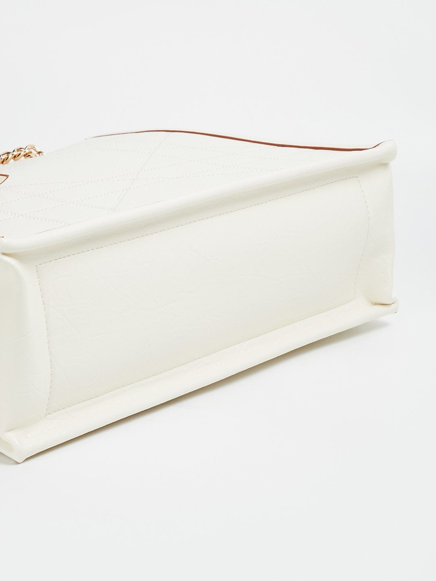 Elle White Textured Tote Bag