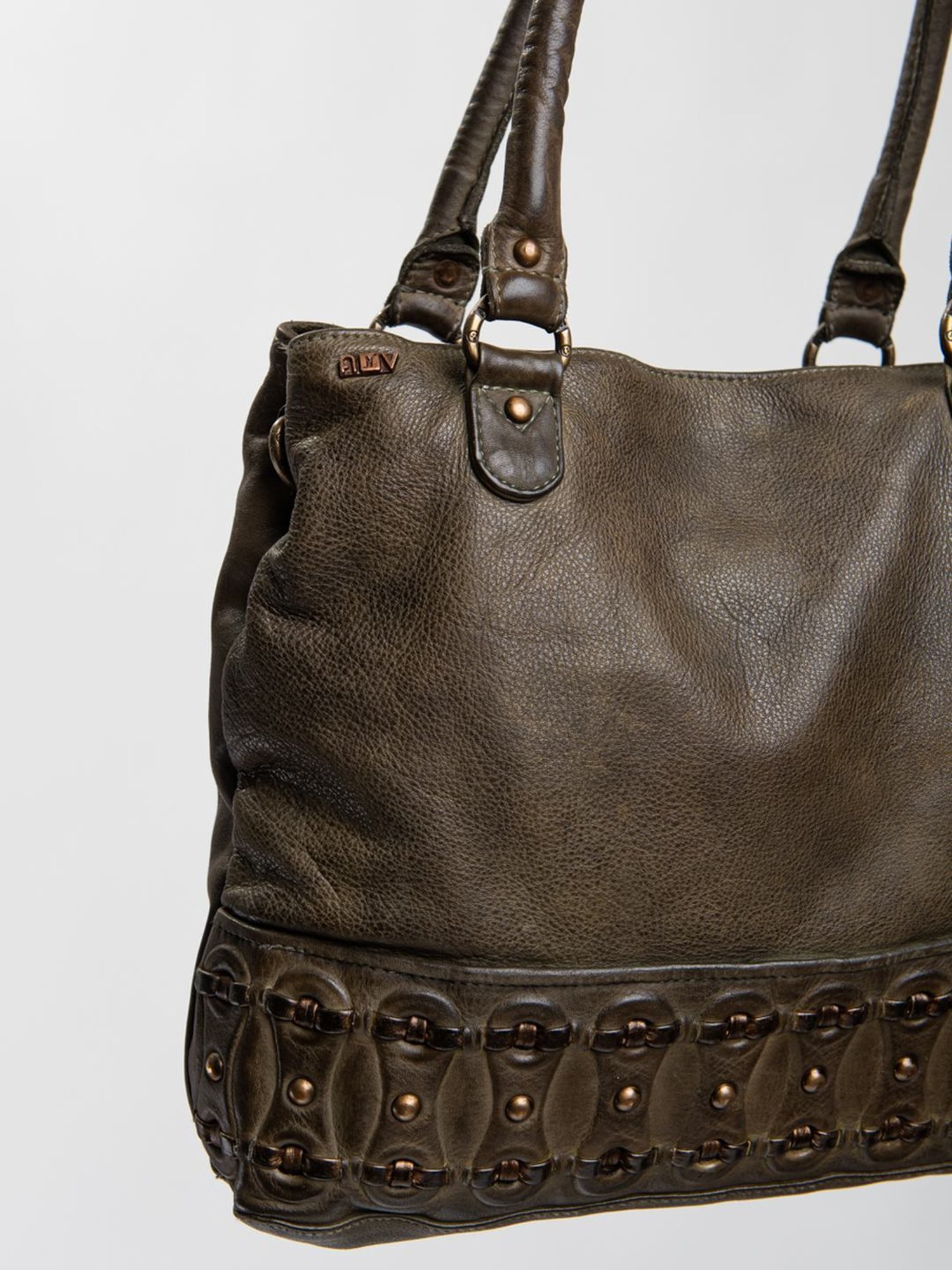 Art N Vintage Isonza Olive Leather Textured Medium Shoulder Handbag