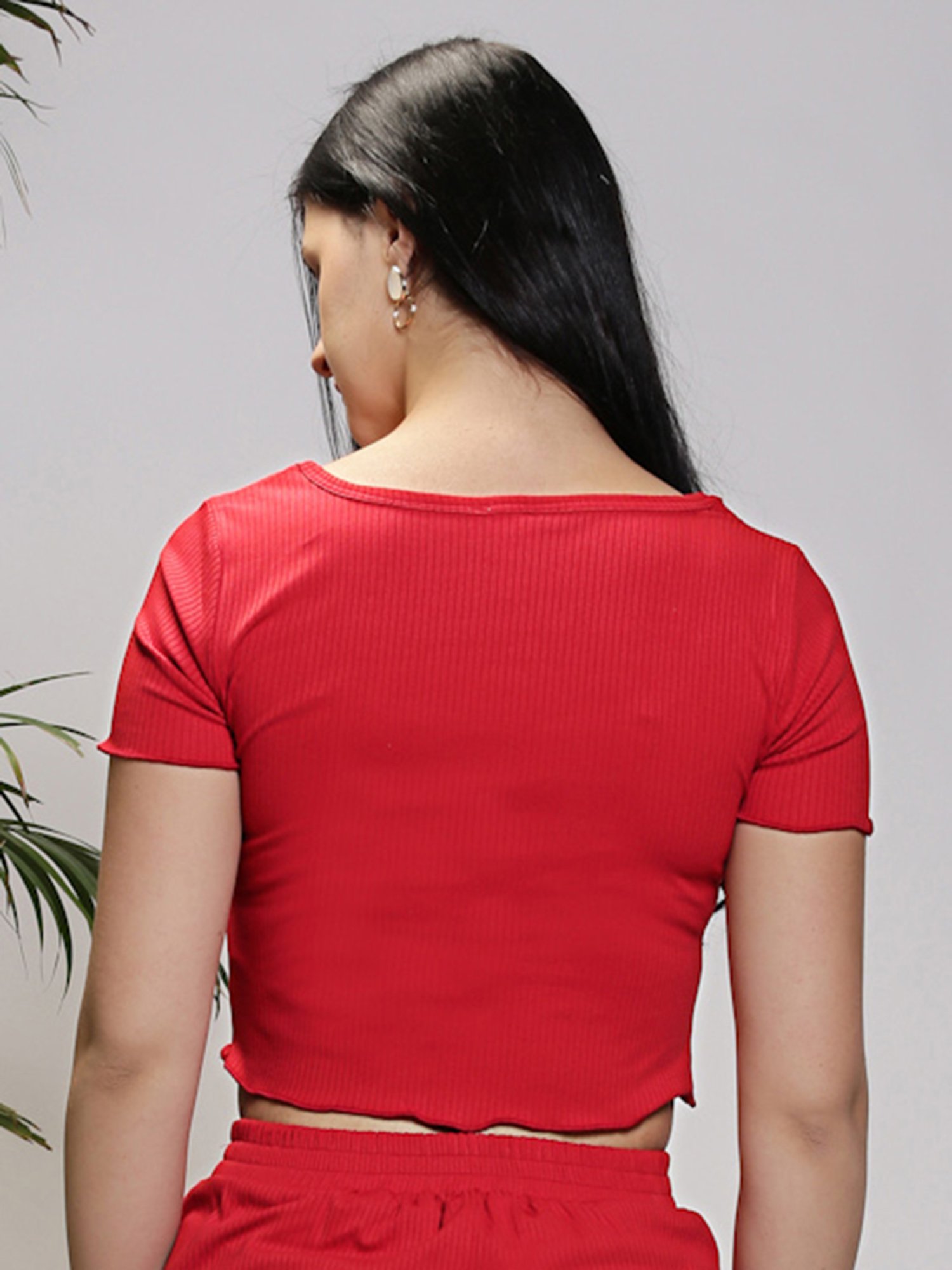 Sera Red Regular Fit Crop Top