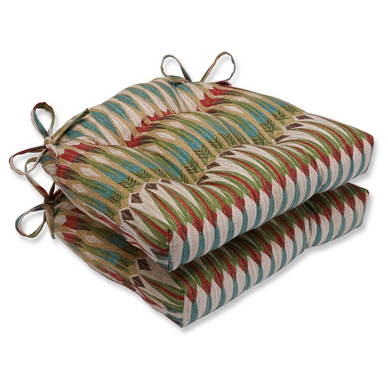 Yellow Acela Adobe Reversible Chair Pad (Set Of 2) (16"X15.5"X4") - Pillow Perfect