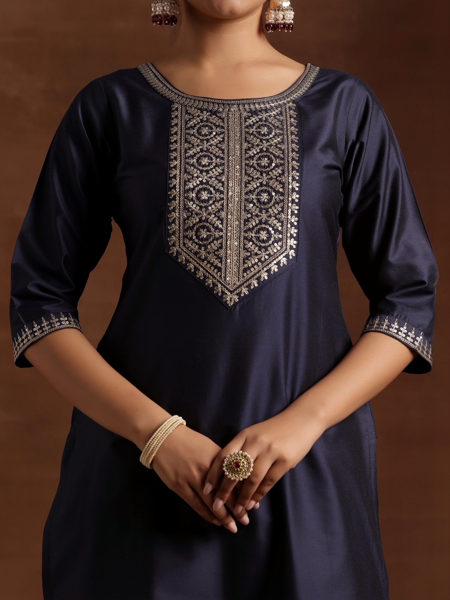 Libas Blue Embroidered Kurta Sharara Set With Dupatta