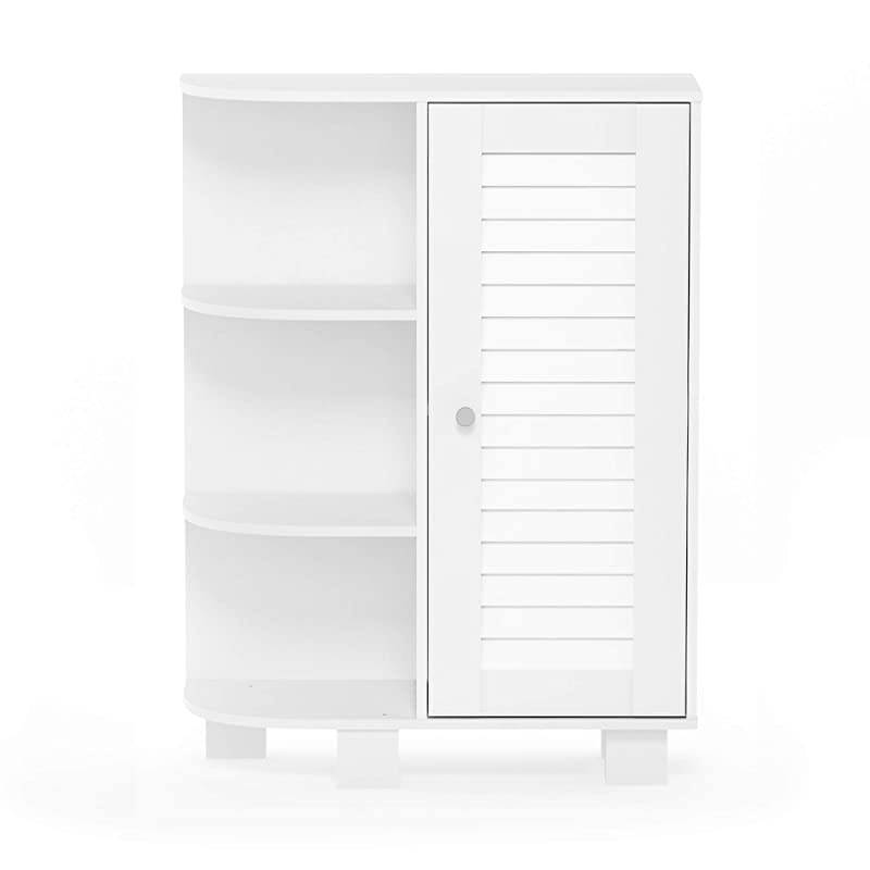 Indo Storage Shelf Louver Door Cabinet, White