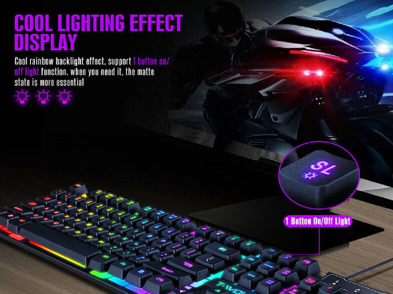 High Performance Gaming Keyboard and Mouse Combo, LED Rainbow Backlit USB Wired Computer Keyboard 104 Key, Spill-Resistant Design, Ergonomic Wrist Rest Keyboard Mouse Set for Windows PC Gamer - Black